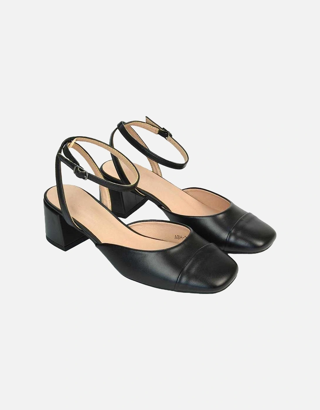 Womens/Ladies Mavis Ankle Strap Medium Block Heel Court Shoes