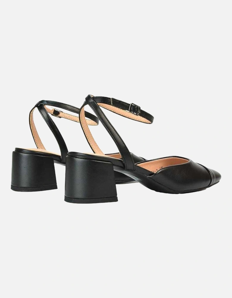 Womens/Ladies Mavis Ankle Strap Medium Block Heel Court Shoes