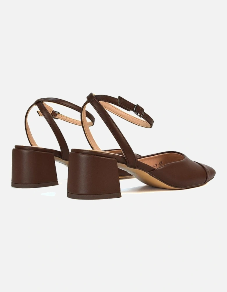 Womens/Ladies Mavis Ankle Strap Medium Block Heel Court Shoes