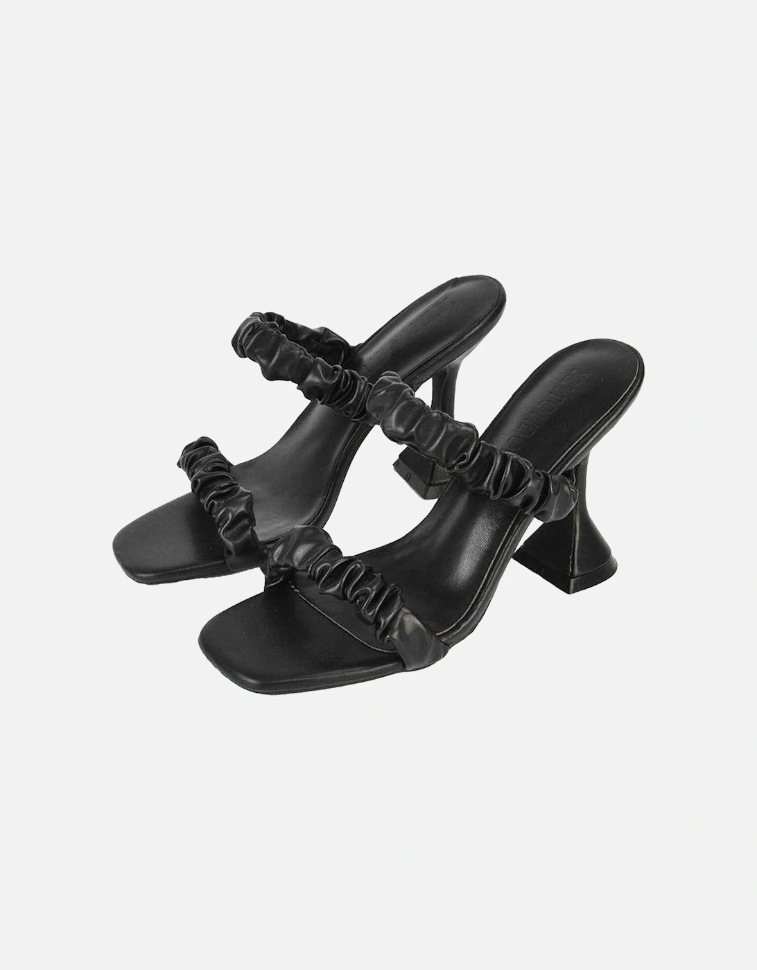 Womens/Ladies Daphne Ruched Double Strap Sculptured Heel Mules