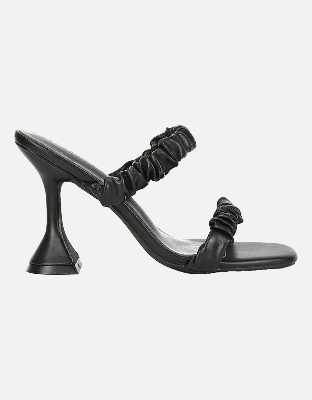 Womens/Ladies Daphne Ruched Double Strap Sculptured Heel Mules