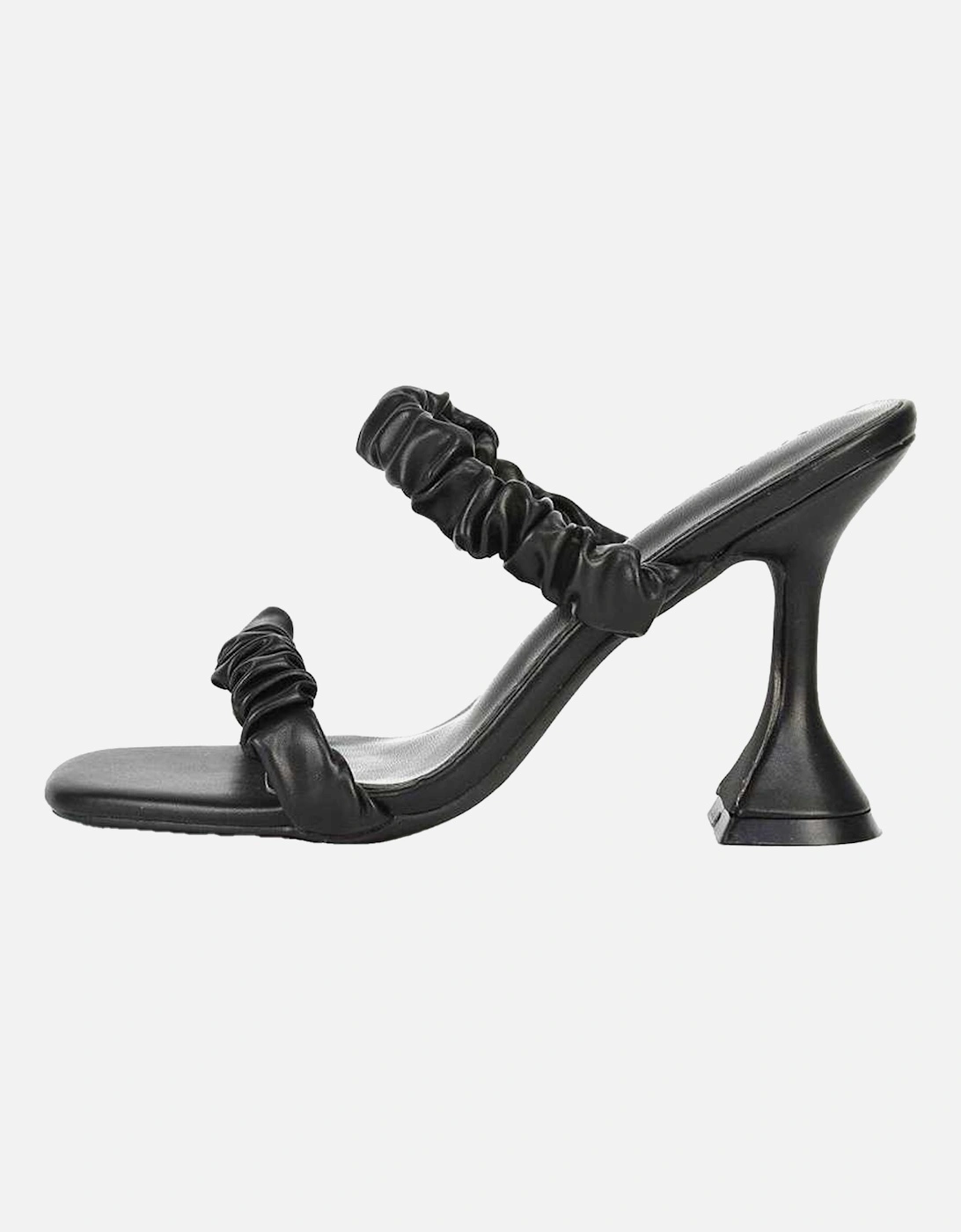 Womens/Ladies Daphne Ruched Double Strap Sculptured Heel Mules