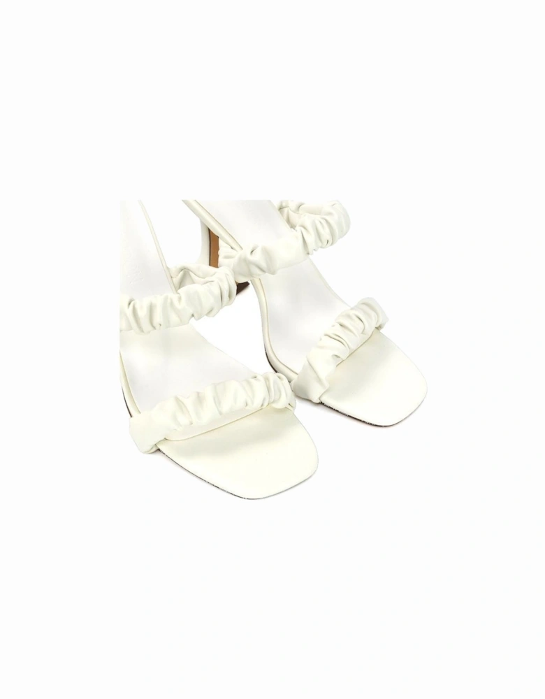 Womens/Ladies Daphne Ruched Double Strap Sculptured Heel Mules