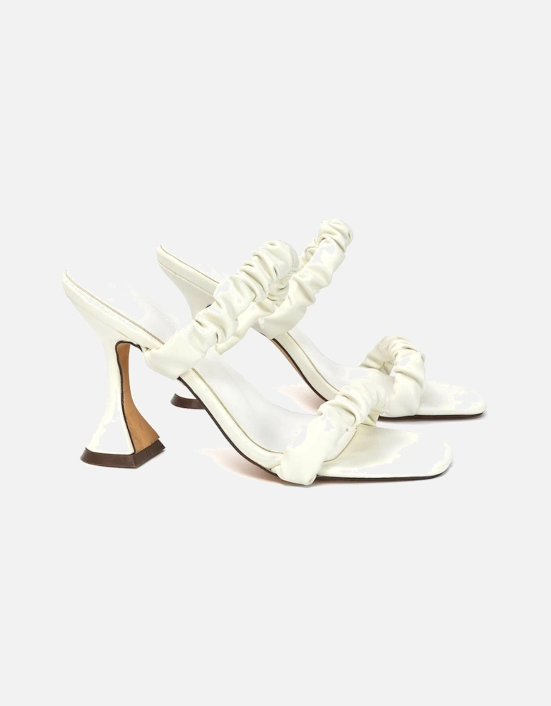 Womens/Ladies Daphne Ruched Double Strap Sculptured Heel Mules