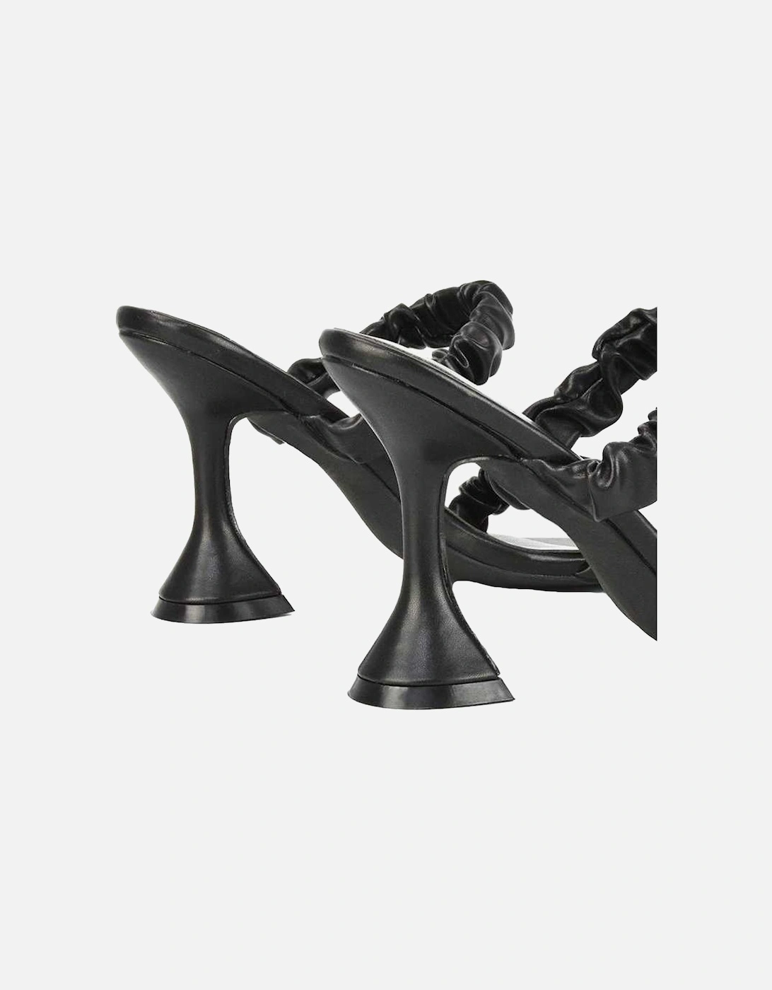 Womens/Ladies Daphne Ruched Double Strap Sculptured Heel Mules