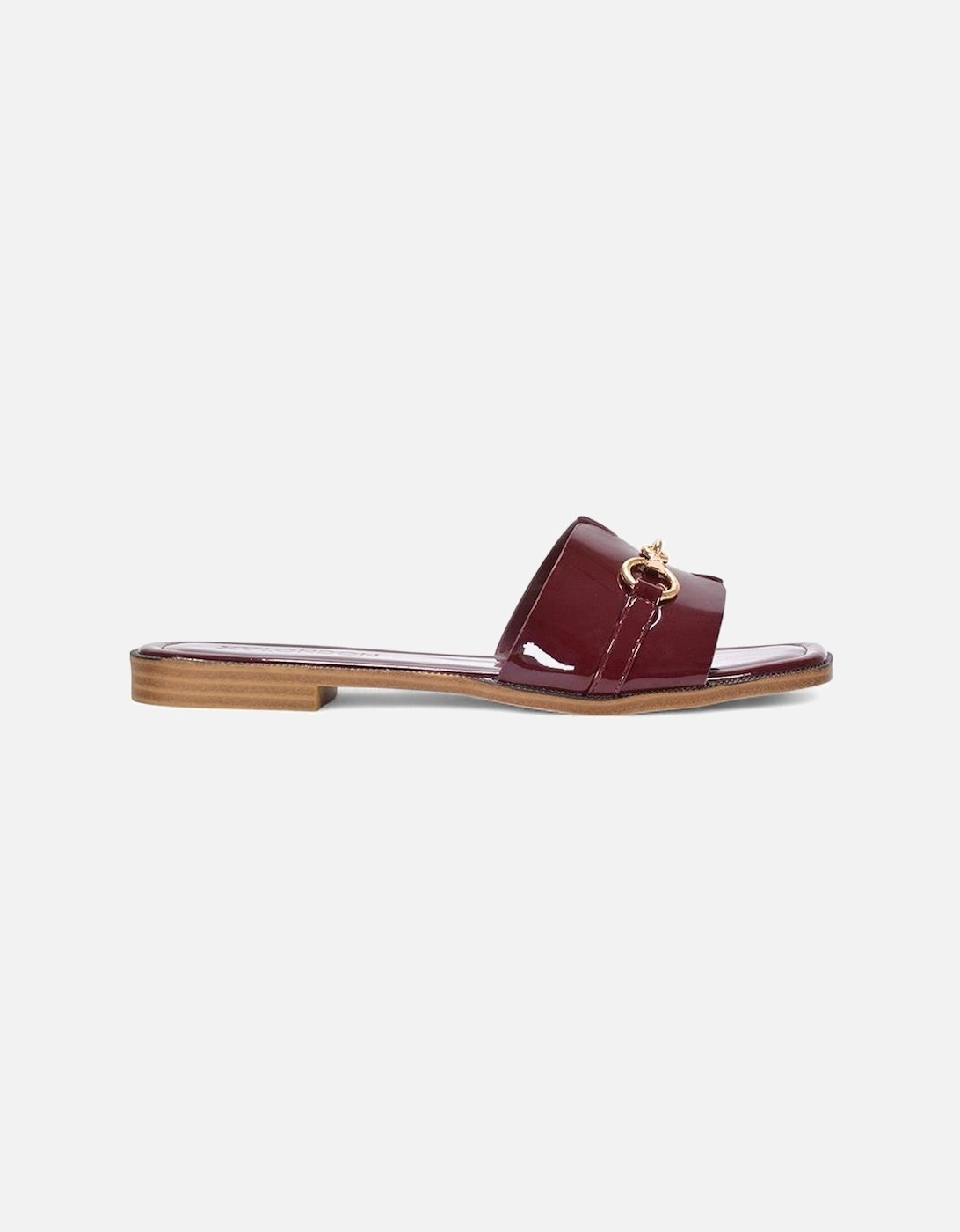 Womens/Ladies Lesley Patent Square Toe Buckle Detail Sliders, 6 of 5