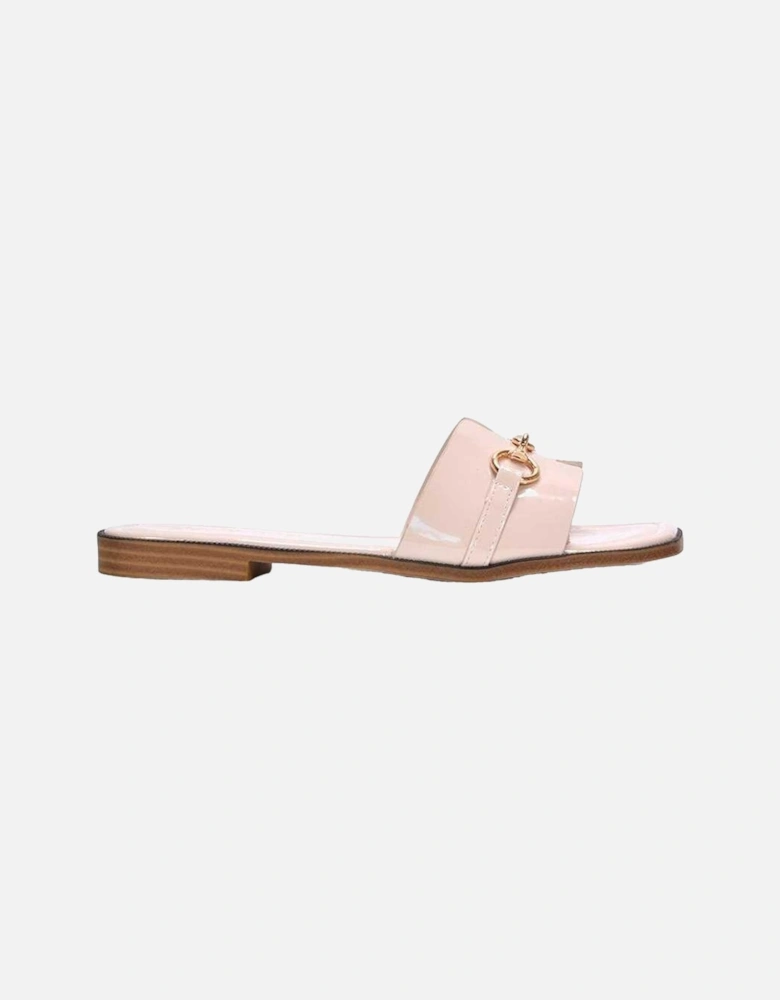 Womens/Ladies Lesley Patent Square Toe Buckle Detail Sliders