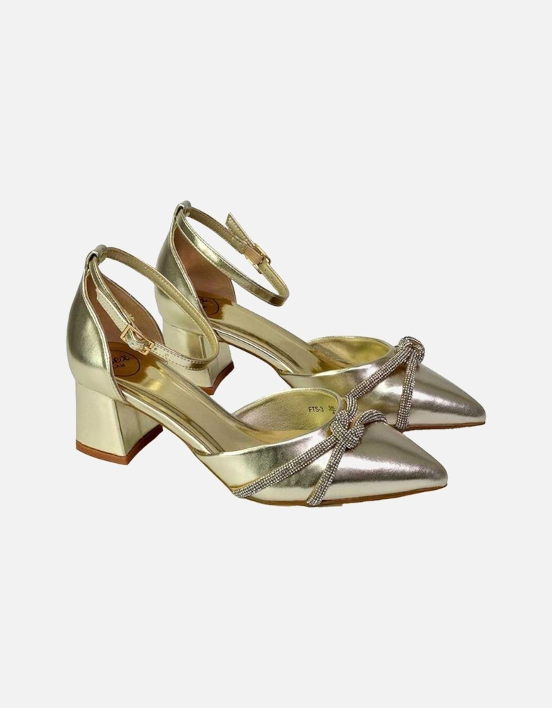 Womens/Ladies Sarah Ankle Strap Medium Block Heel Court Shoes