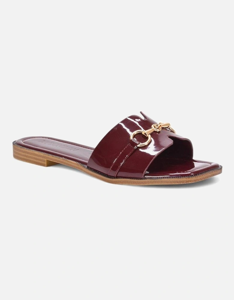 Womens/Ladies Lesley Patent Square Toe Buckle Detail Sliders