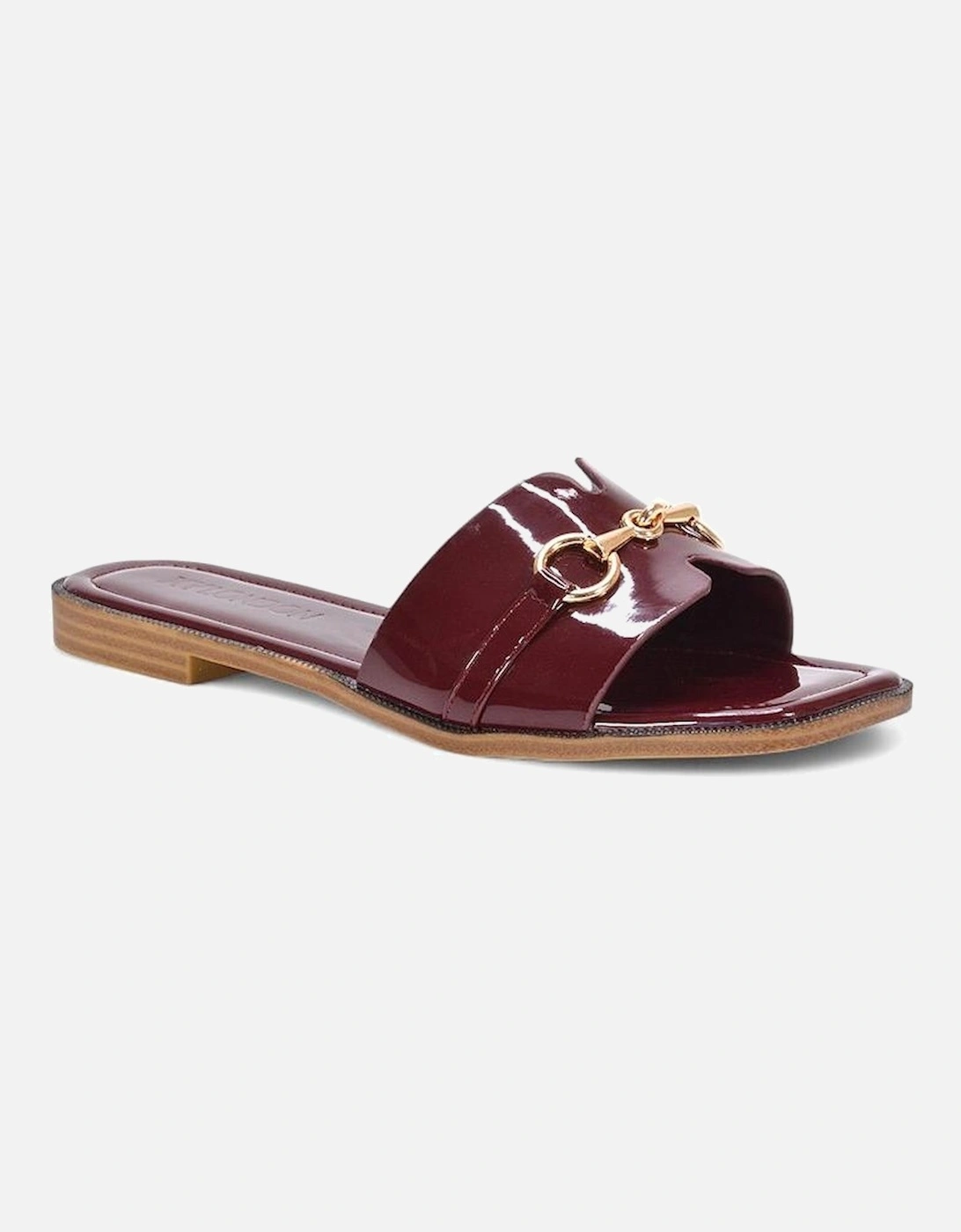 Womens/Ladies Lesley Patent Square Toe Buckle Detail Sliders