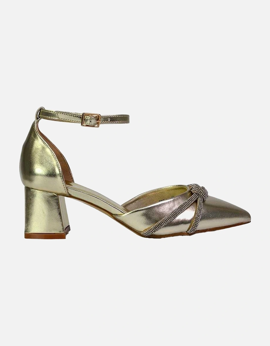 Womens/Ladies Sarah Ankle Strap Medium Block Heel Court Shoes