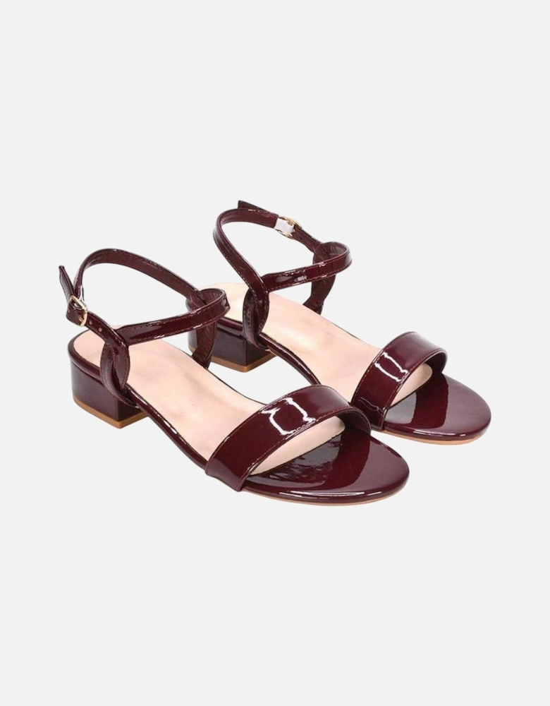 Womens/Ladies Moana Patent Low Block Heel Sandals