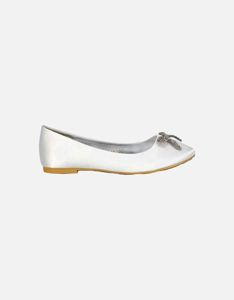 Womens/Ladies Rory Diamante Slip-on Bow Ballerina Flats