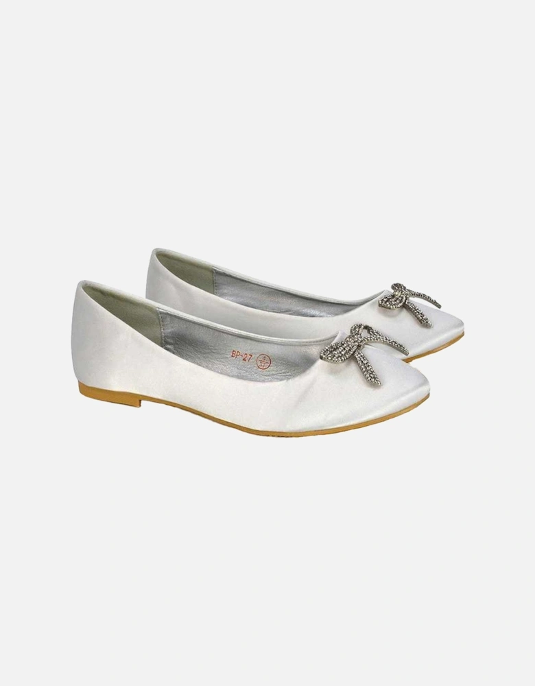 Womens/Ladies Rory Diamante Slip-on Bow Ballerina Flats