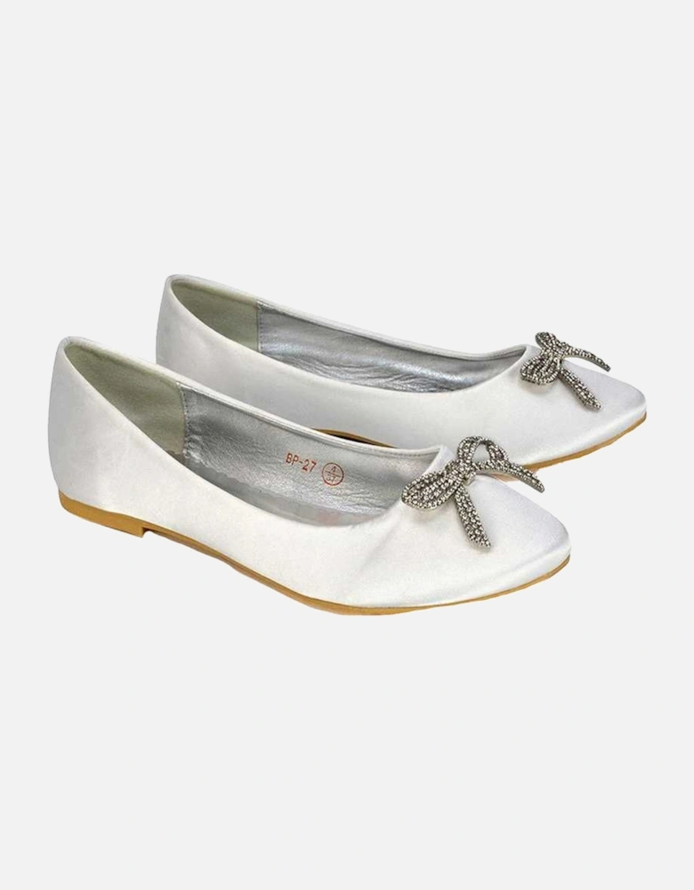 Womens/Ladies Rory Diamante Slip-on Bow Ballerina Flats