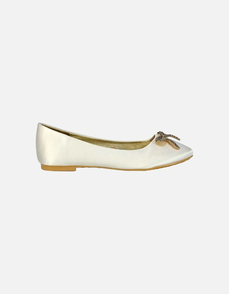 Womens/Ladies Rory Diamante Slip-on Bow Ballerina Flats