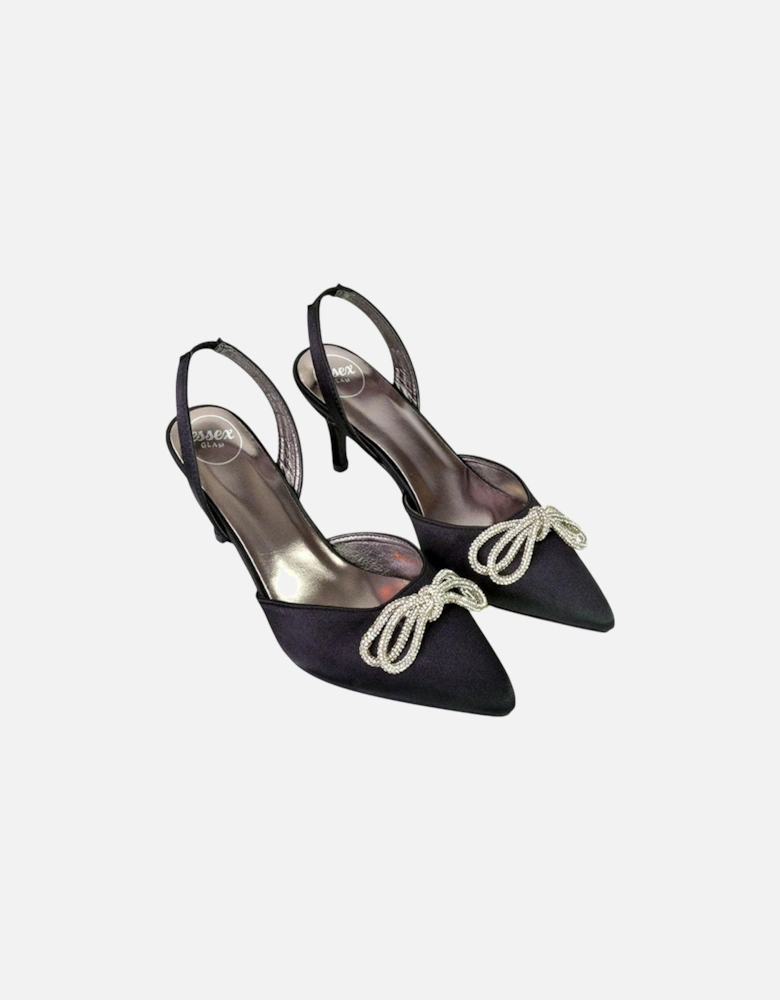 Womens/Ladies Marinah Bow Diamante Stiletto Heel Court Shoes
