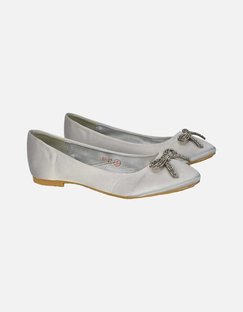Womens/Ladies Rory Diamante Slip-on Bow Ballerina Flats