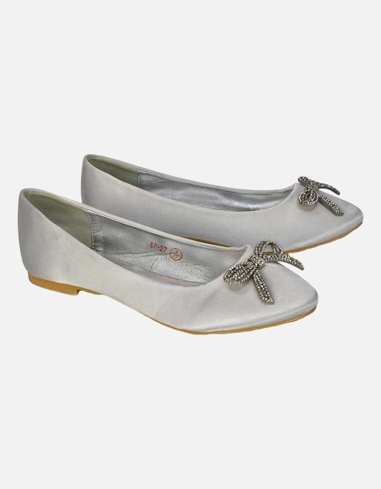 Womens/Ladies Rory Diamante Slip-on Bow Ballerina Flats