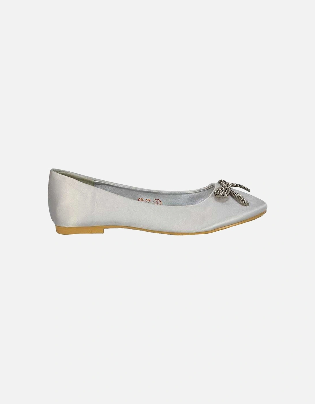 Women's XY London Womens/Ladies Rory Diamante Slip-on Bow Ballerina Flats - Silver - Size: 4
