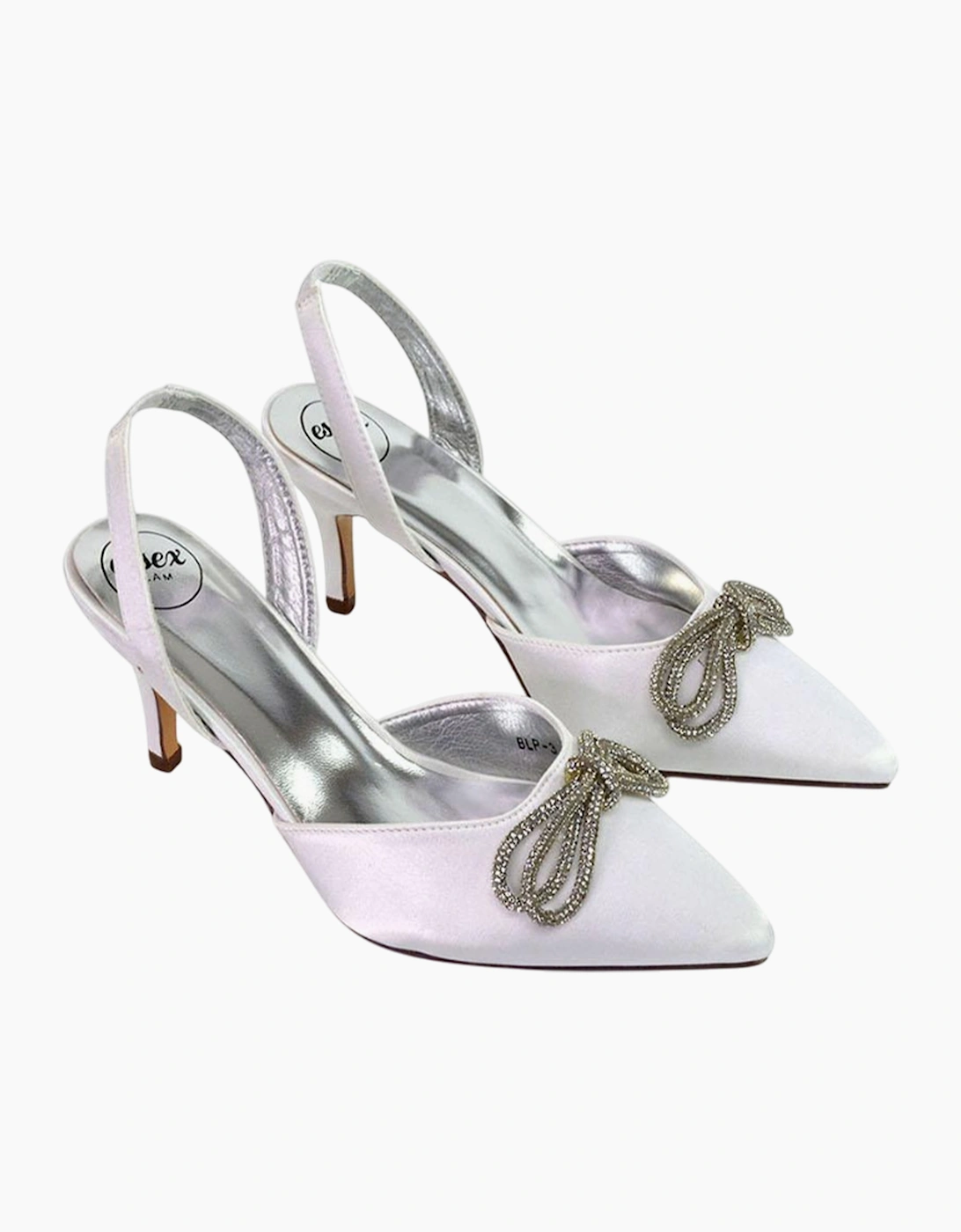 Women's XY London Womens/Ladies Marinah Bow Diamante Stiletto Heel Court Shoes - White - Size: 5