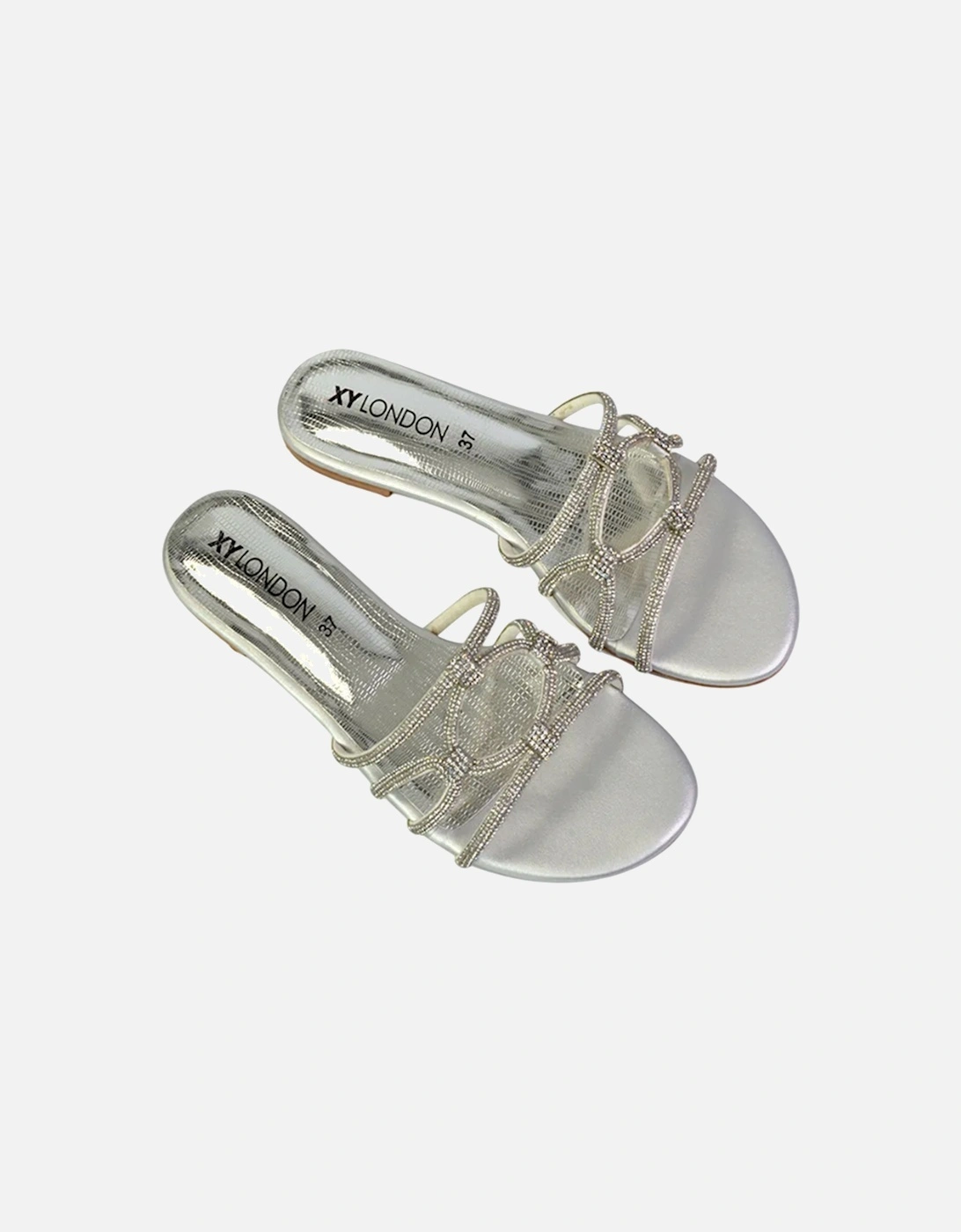 Womens/Ladies Tiger Diamante Sparkly Flat Sandals