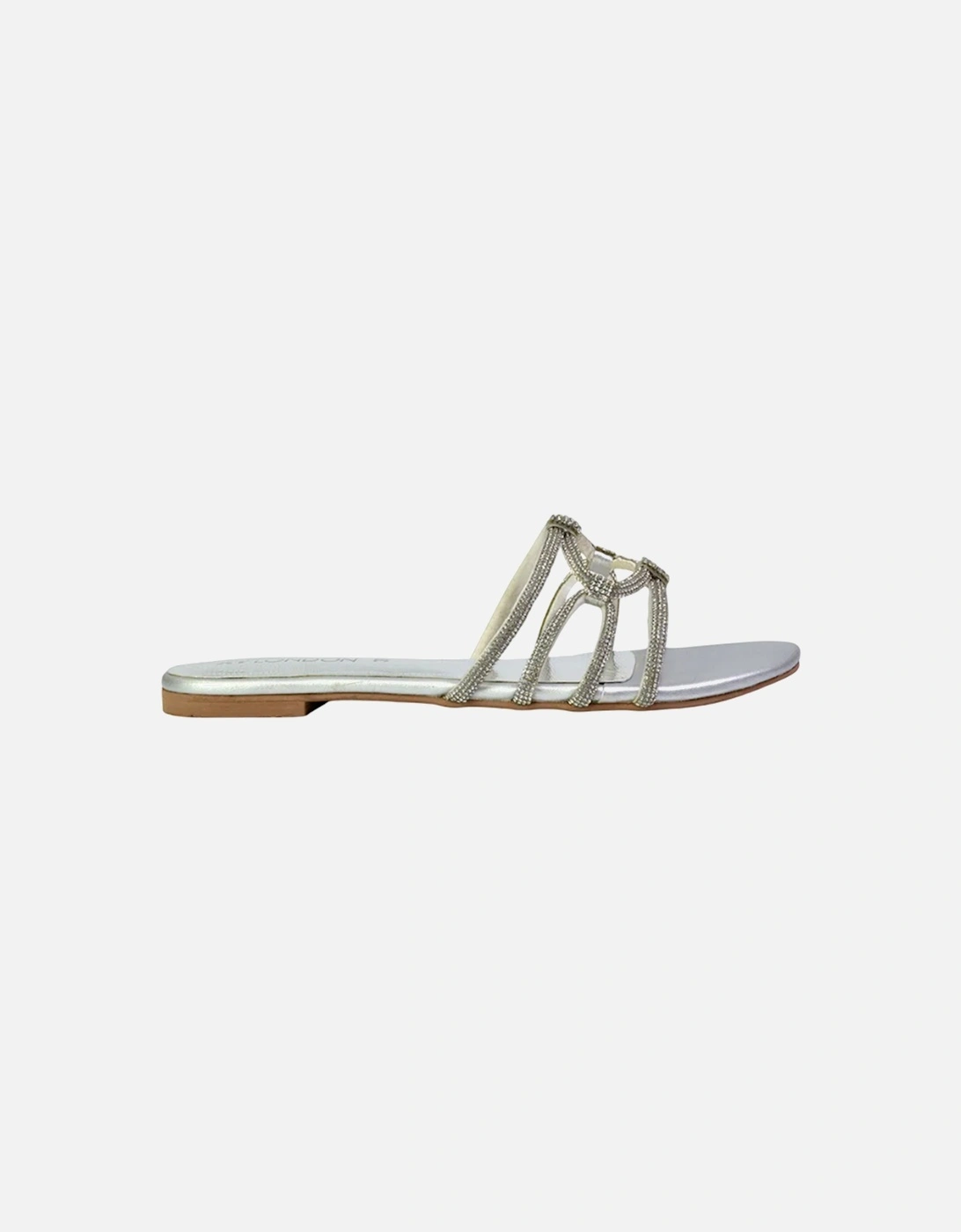 Womens/Ladies Tiger Diamante Sparkly Flat Sandals