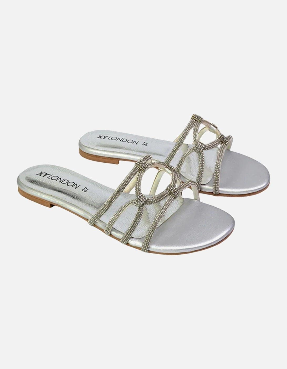 Womens/Ladies Tiger Diamante Sparkly Flat Sandals, 6 of 5