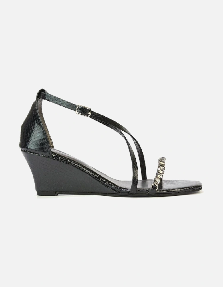 Womens/Ladies Sky Diamante Square Toe Wedge Sandals