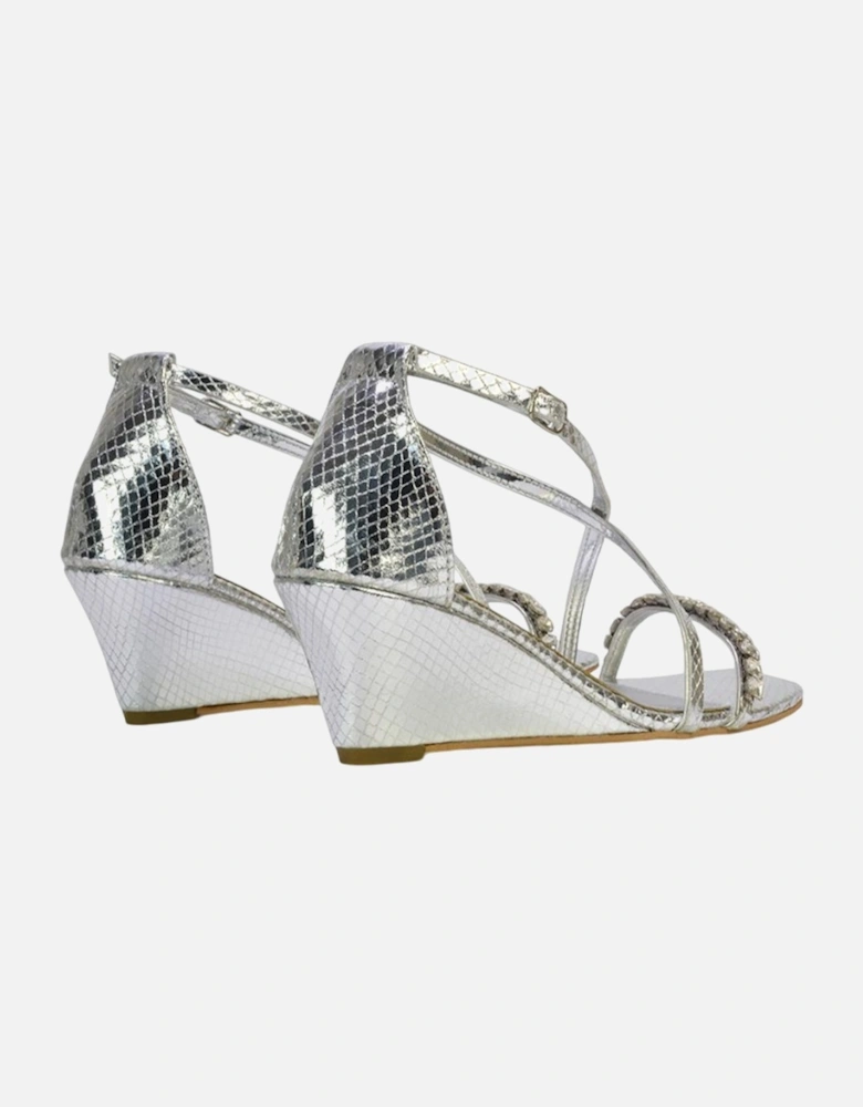 Womens/Ladies Sky Diamante Square Toe Wedge Sandals