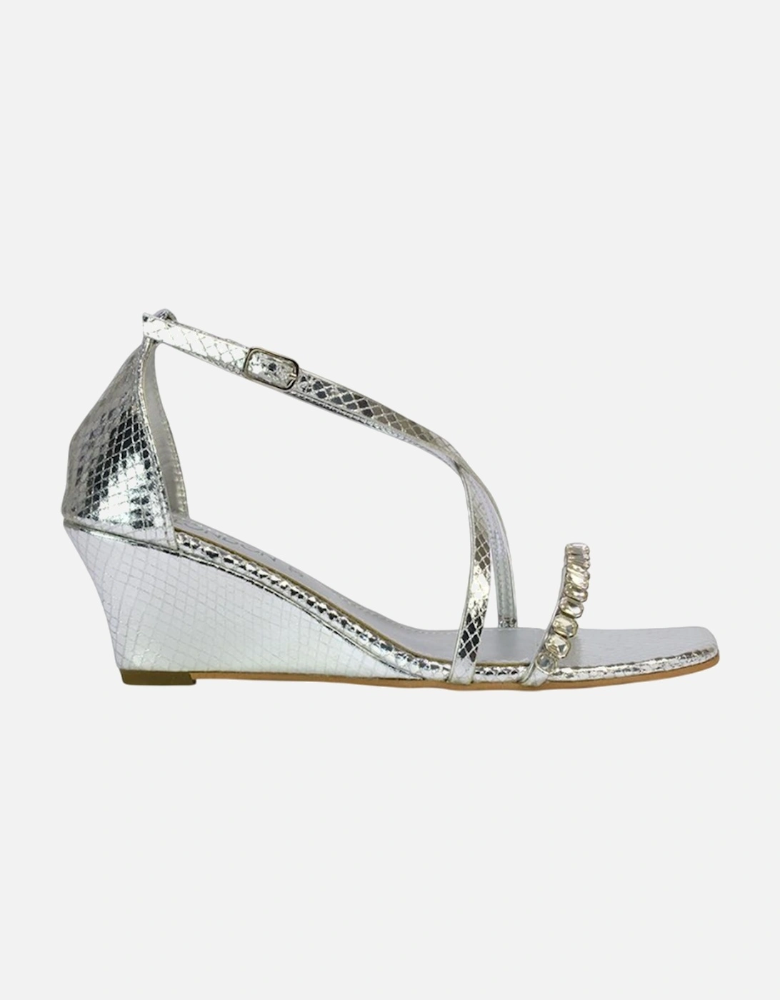 Womens/Ladies Sky Diamante Square Toe Wedge Sandals
