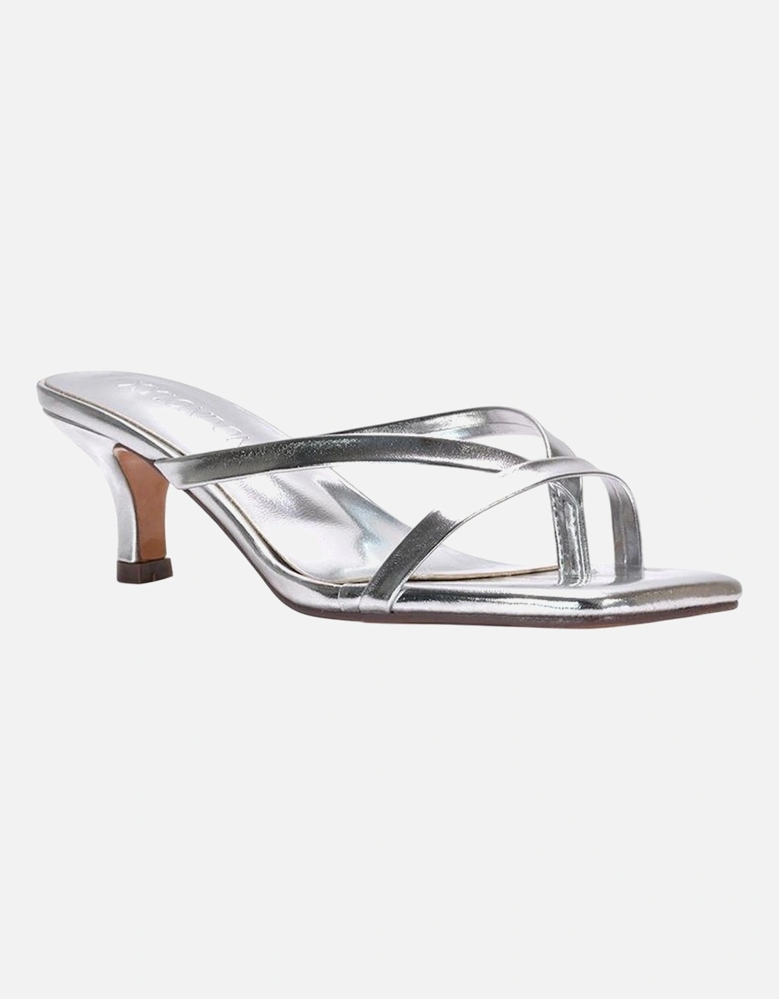 Womens/Ladies Tiana Metallic Square Toe Kitten Heel Mules