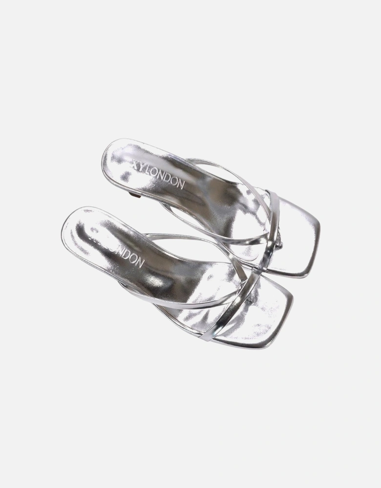 Womens/Ladies Tiana Metallic Square Toe Kitten Heel Mules