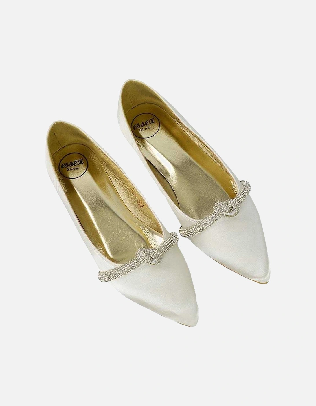 Womens/Ladies Halley Diamante Bridal Ballet Flats