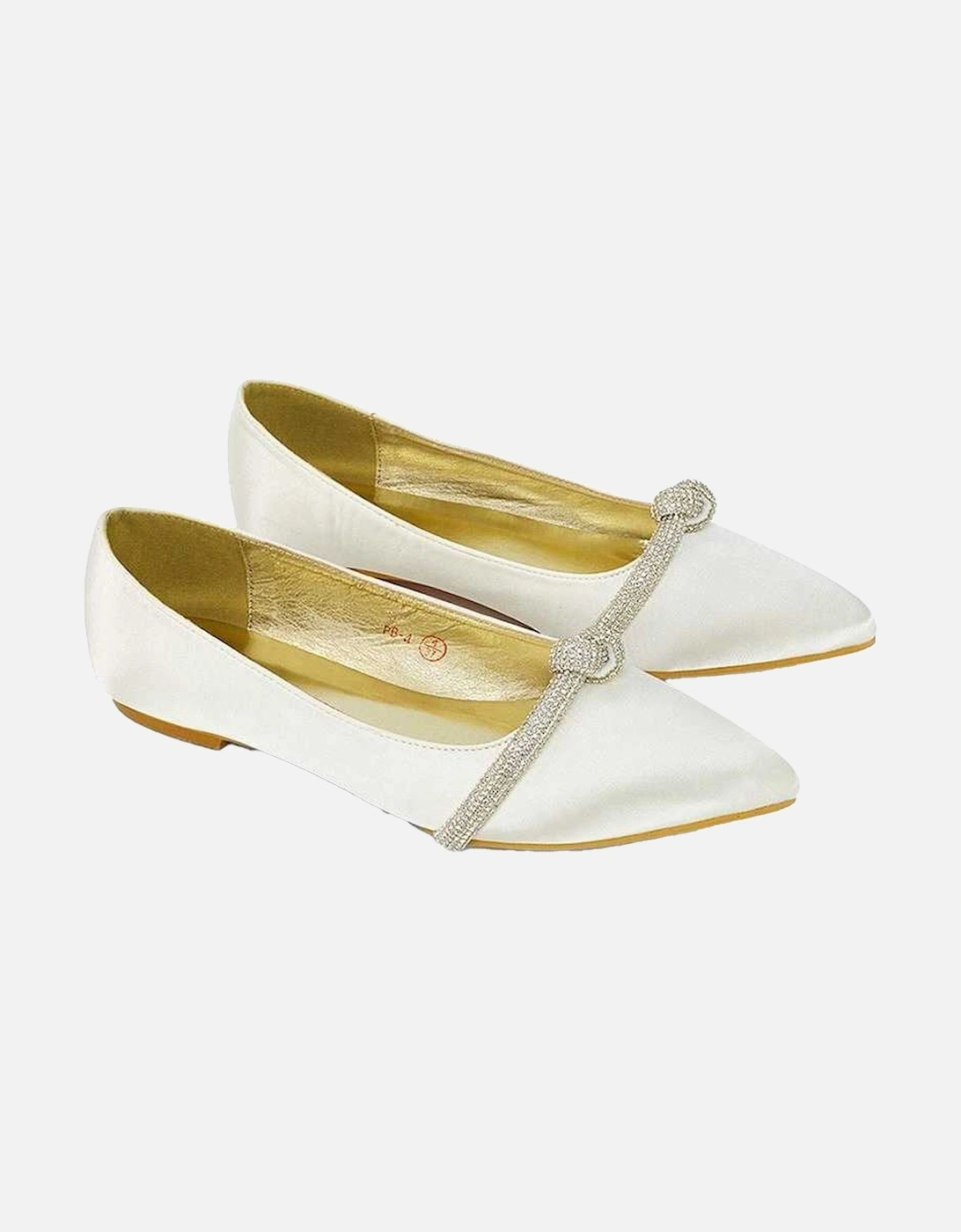 Womens/Ladies Halley Diamante Bridal Ballet Flats, 5 of 4