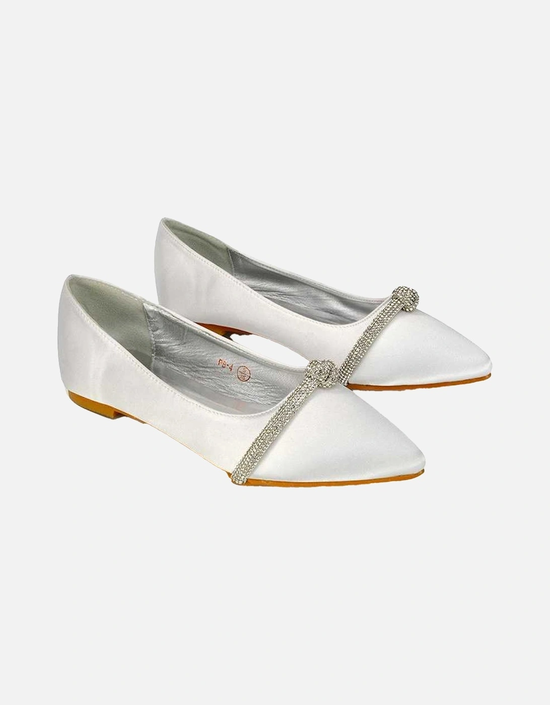 Womens/Ladies Halley Diamante Bridal Ballet Flats, 5 of 4