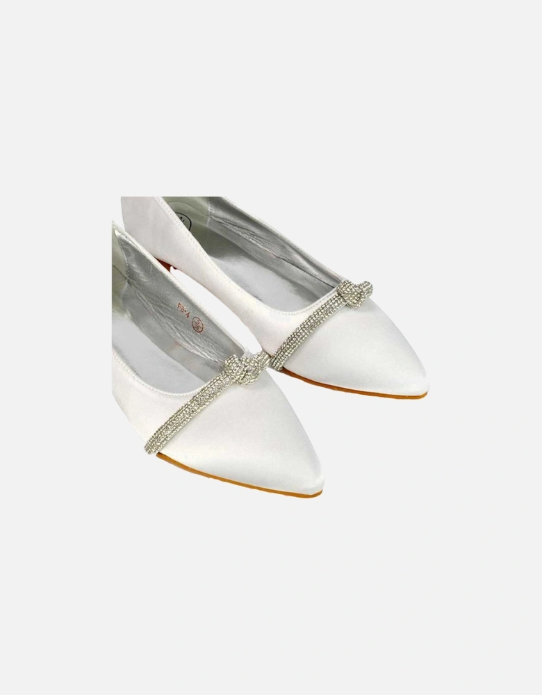 Womens/Ladies Halley Diamante Bridal Ballet Flats