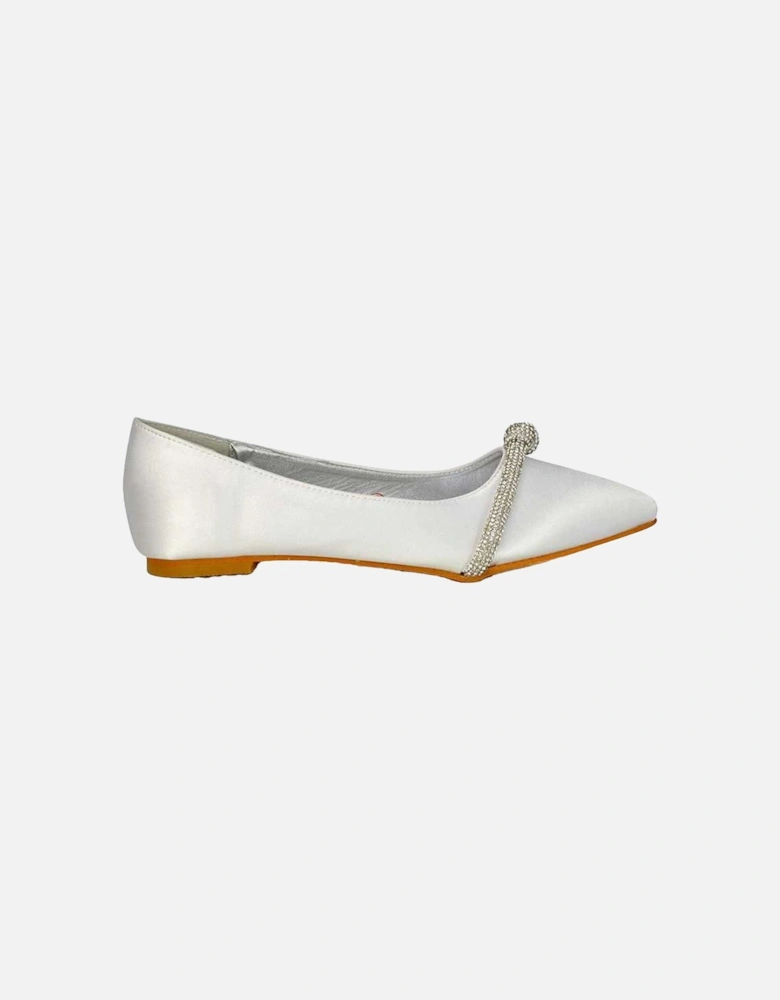 Womens/Ladies Halley Diamante Bridal Ballet Flats
