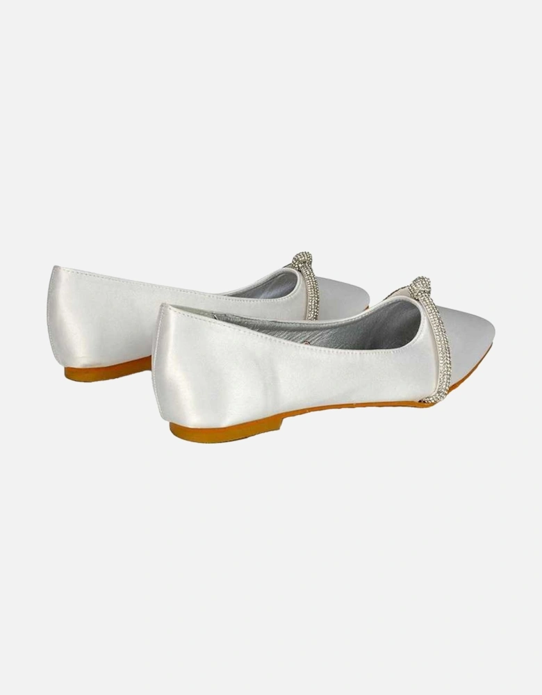 Womens/Ladies Halley Diamante Bridal Ballet Flats