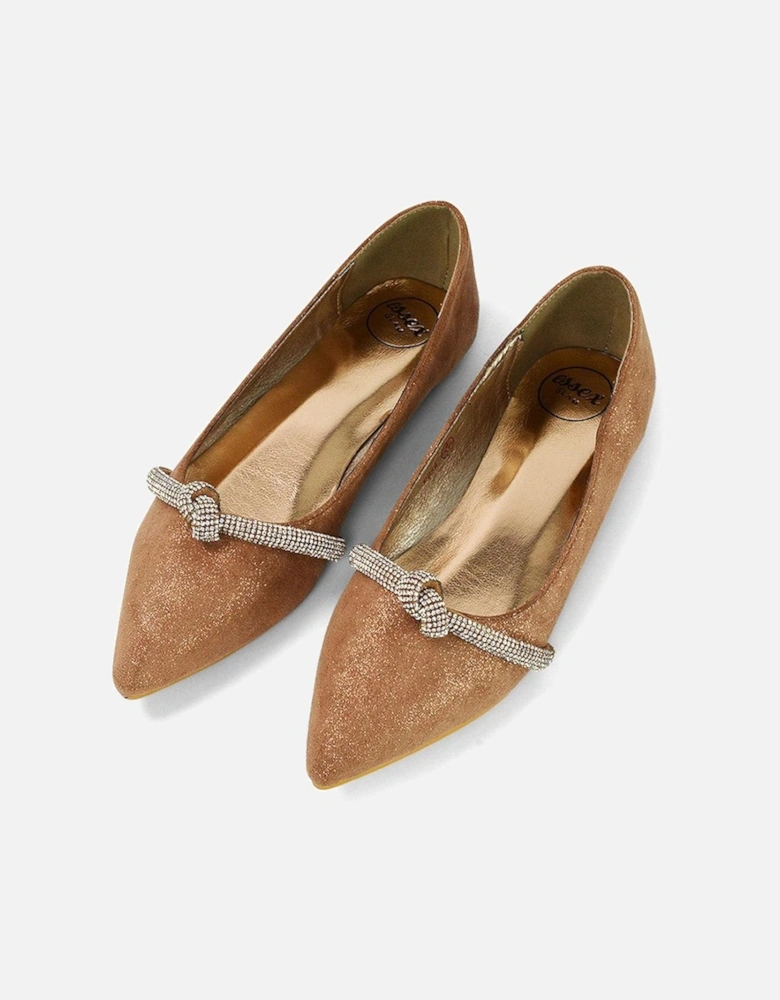 Womens/Ladies Halley Diamante Bridal Ballet Flats