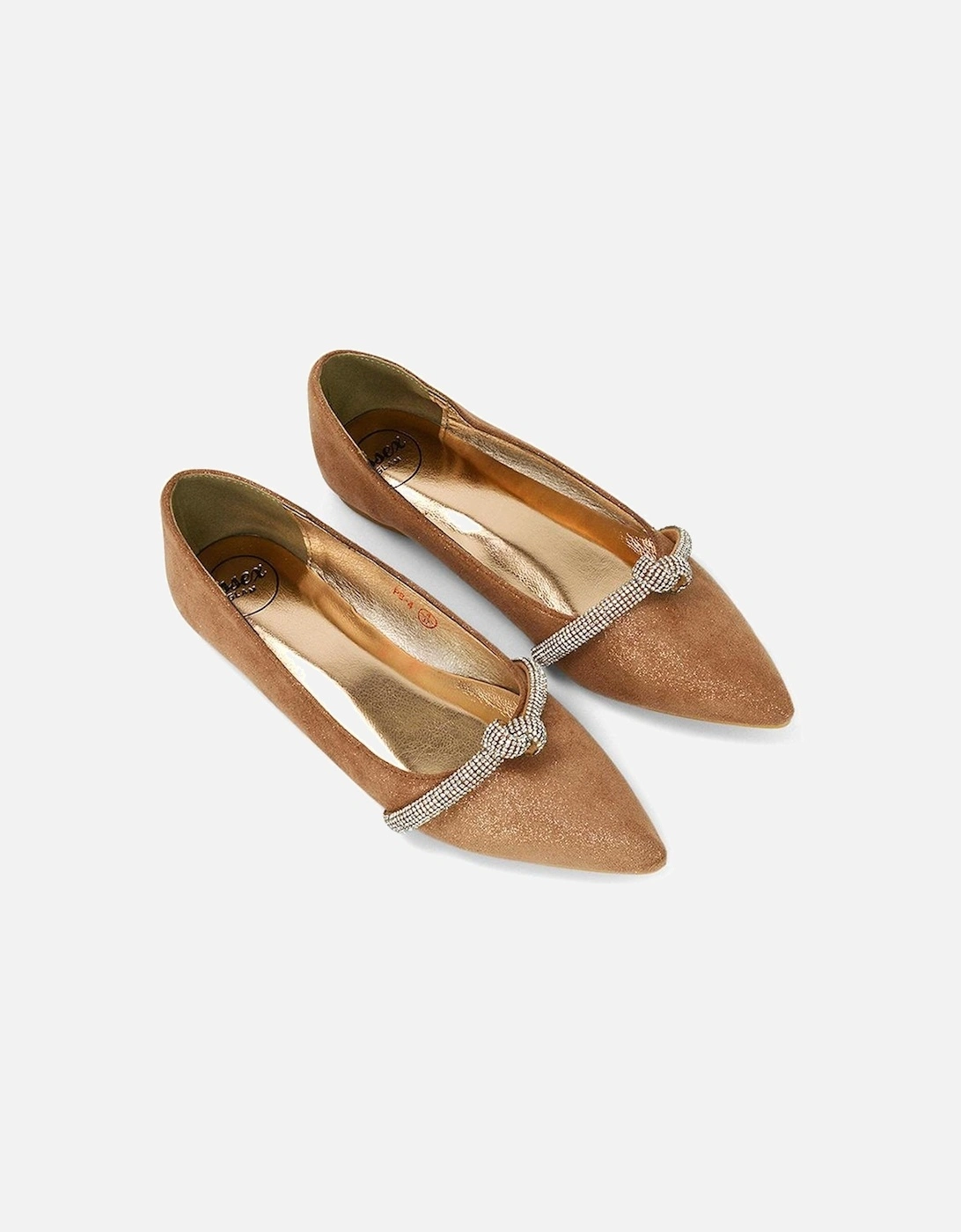 Womens/Ladies Halley Diamante Bridal Ballet Flats