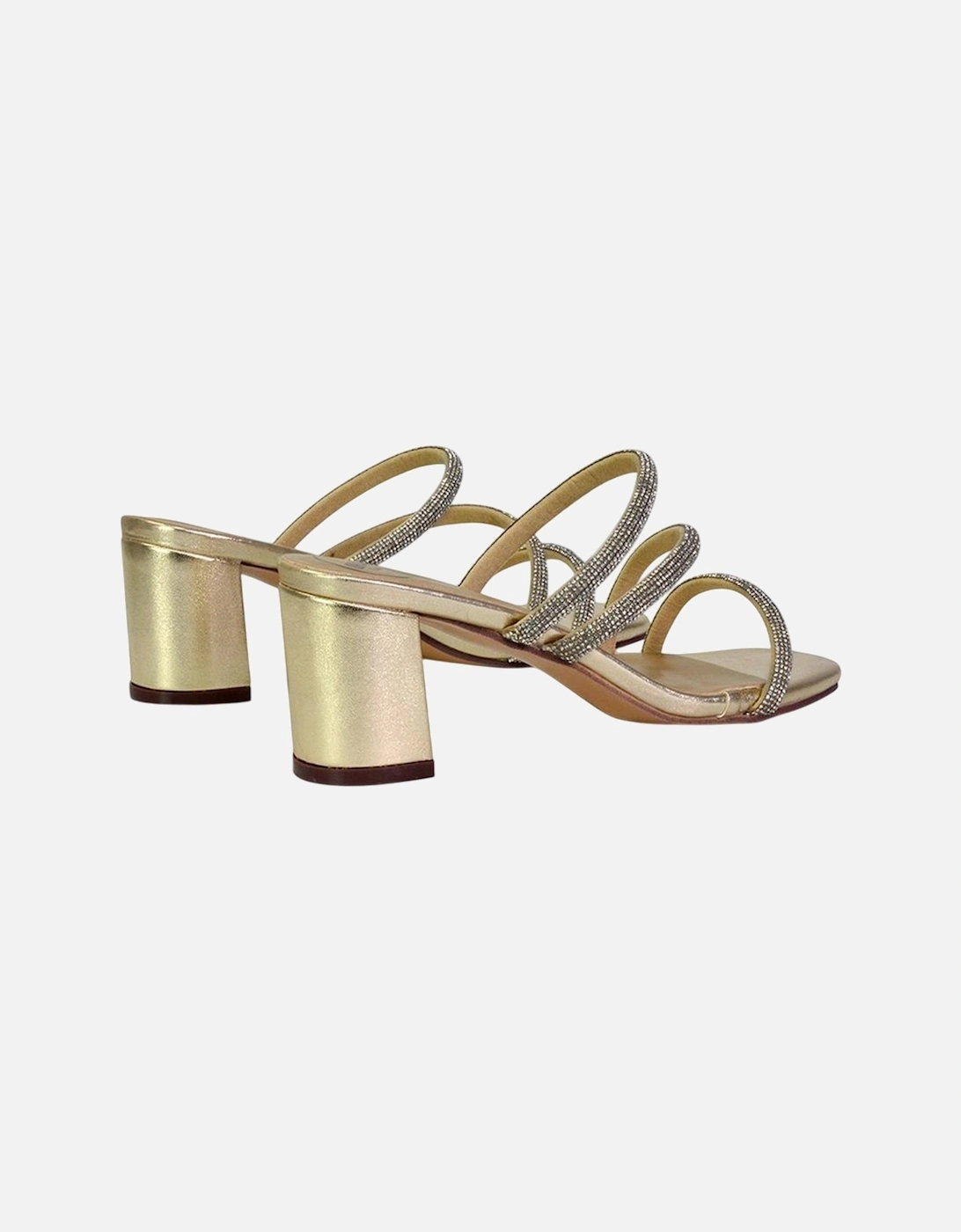 Womens/Ladies Mckenna Diamante Strappy Block Heel Mules