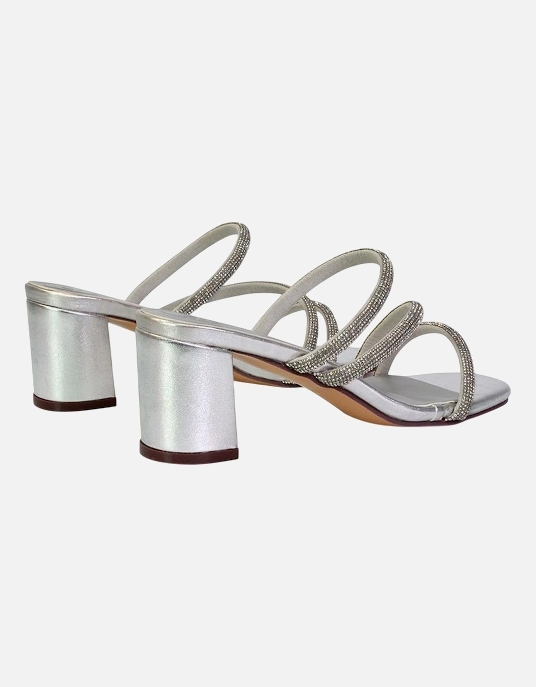 Womens/Ladies Mckenna Diamante Strappy Block Heel Mules
