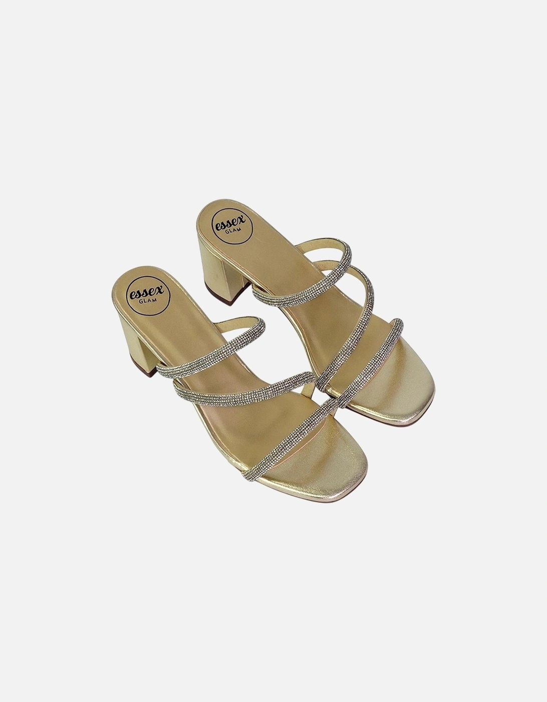 Womens/Ladies Mckenna Diamante Strappy Block Heel Mules