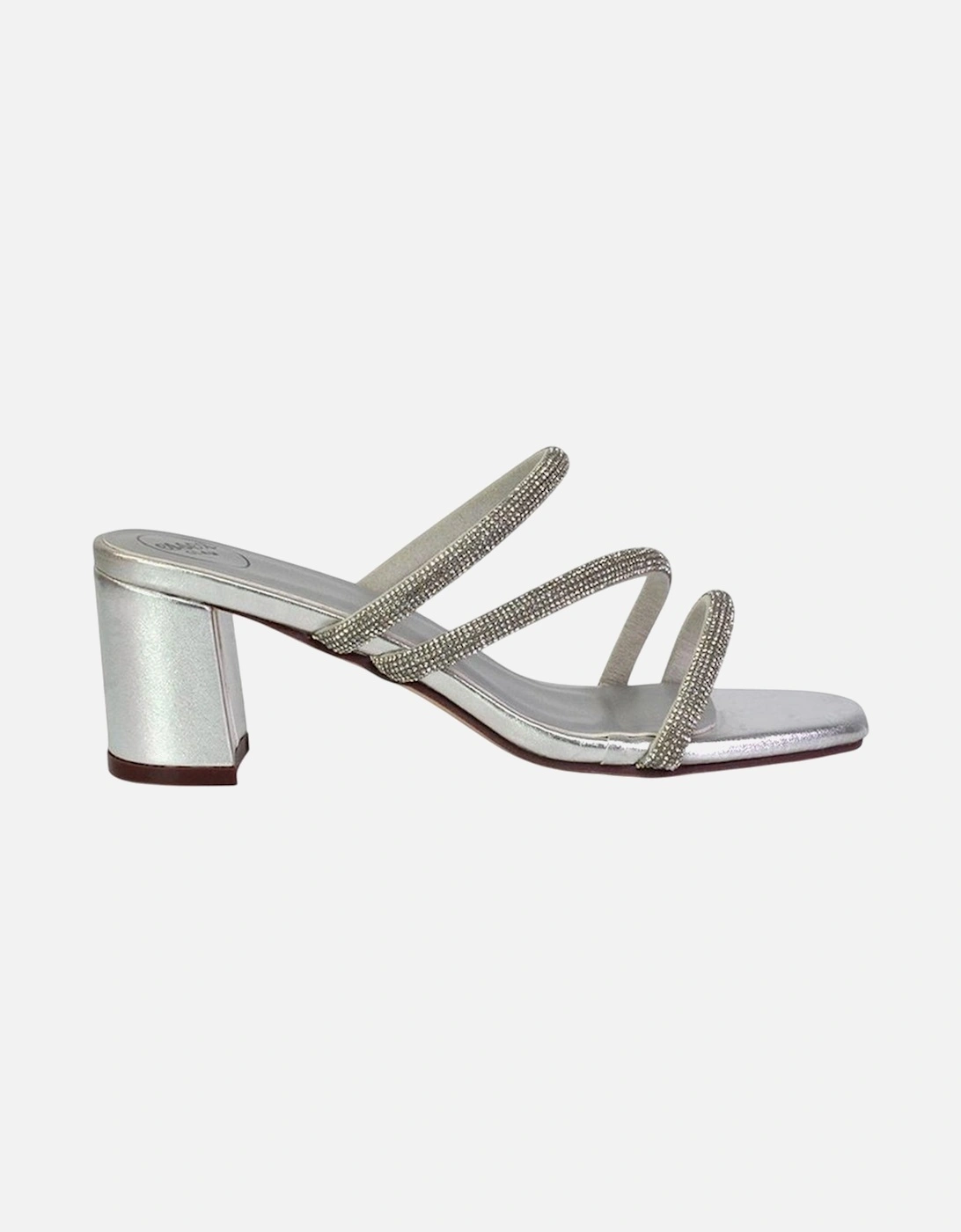 Womens/Ladies Mckenna Diamante Strappy Block Heel Mules