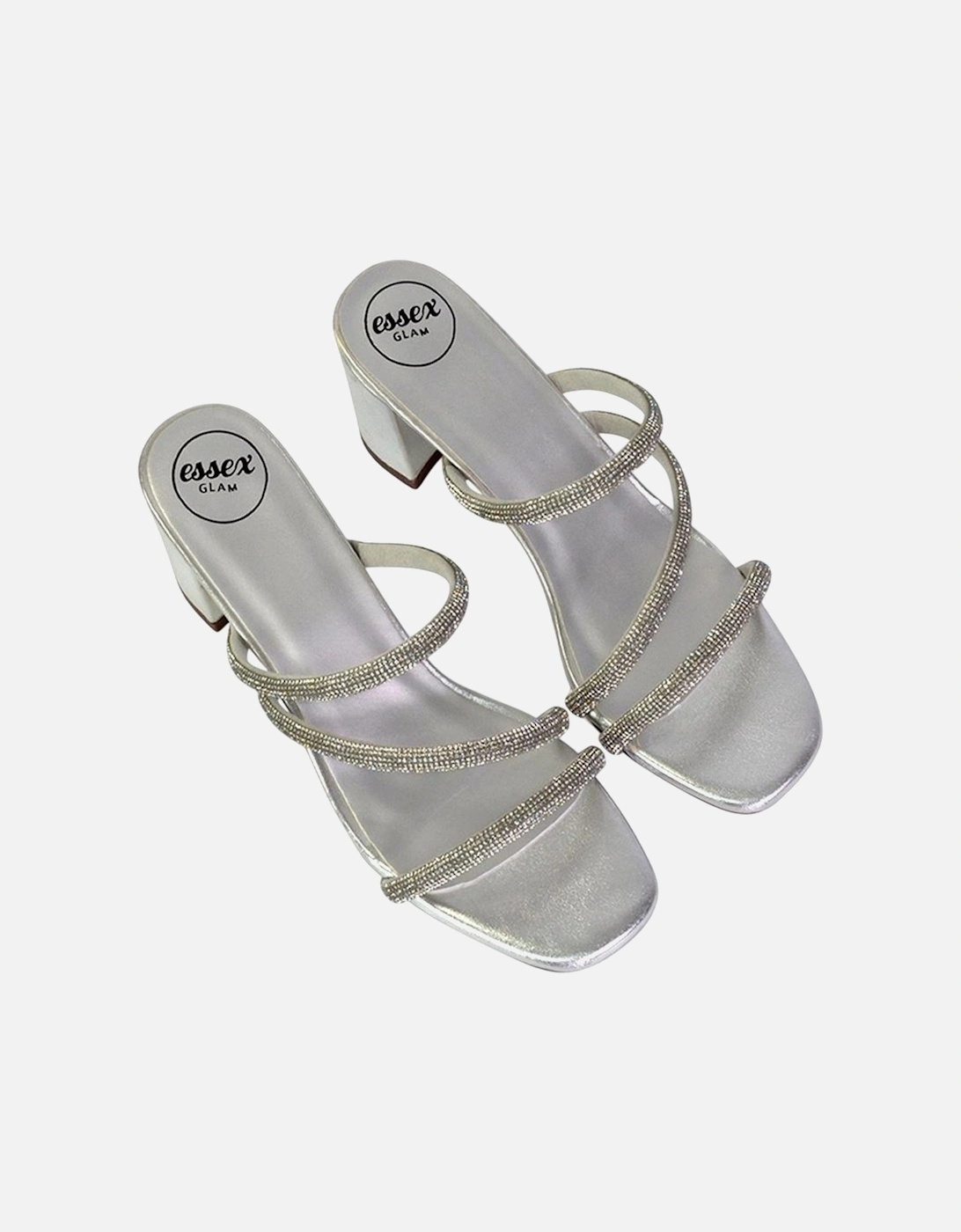 Womens/Ladies Mckenna Diamante Strappy Block Heel Mules