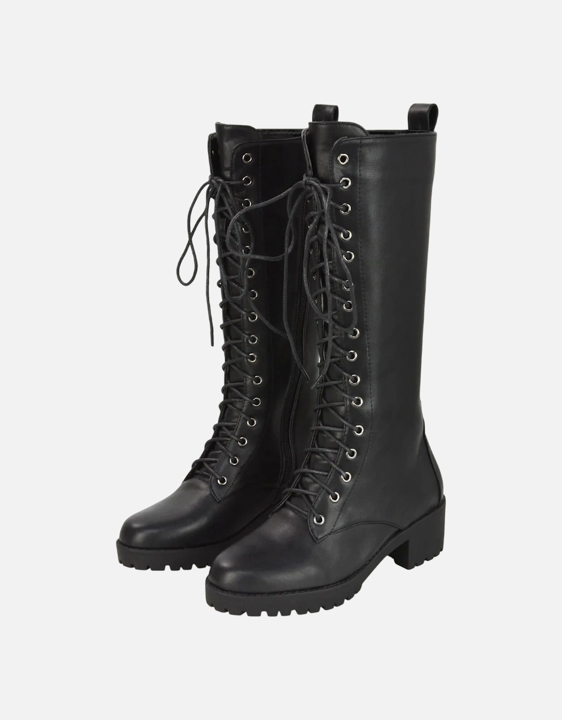 Womens/Ladies Aspen Knee-High High Block Heel Biker Boots