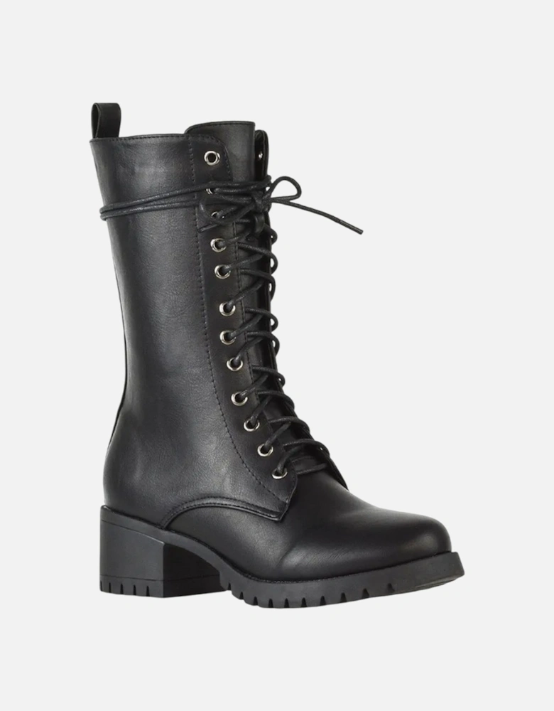 Womens/Ladies Jennifer Ankle Mid Block Heel Biker Boots