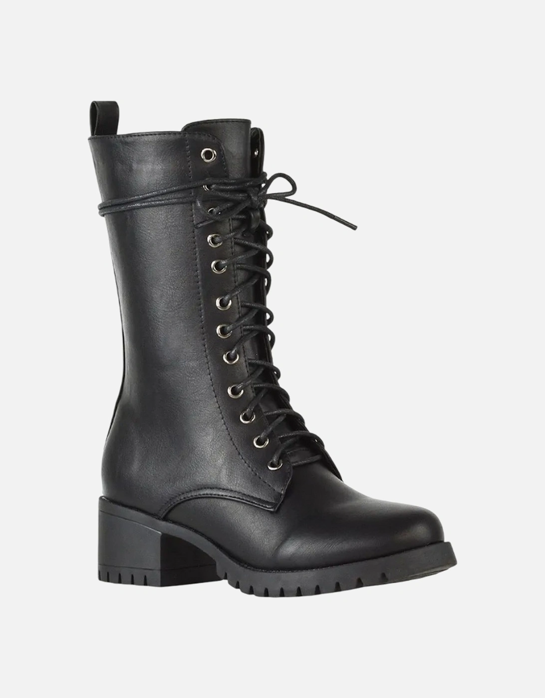 Womens/Ladies Jennifer Ankle Mid Block Heel Biker Boots, 5 of 4