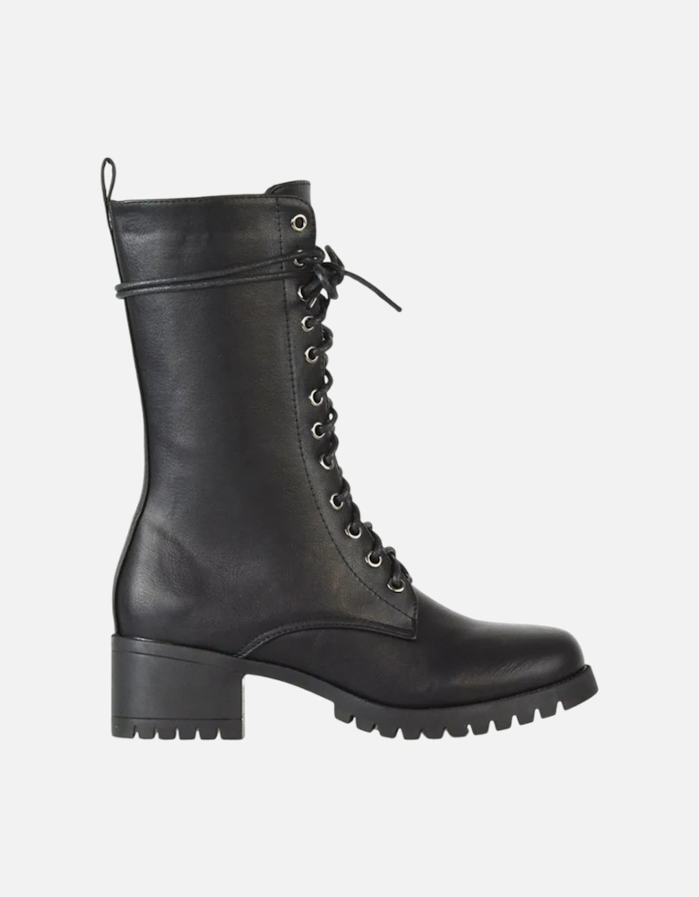 Womens/Ladies Jennifer Ankle Mid Block Heel Biker Boots